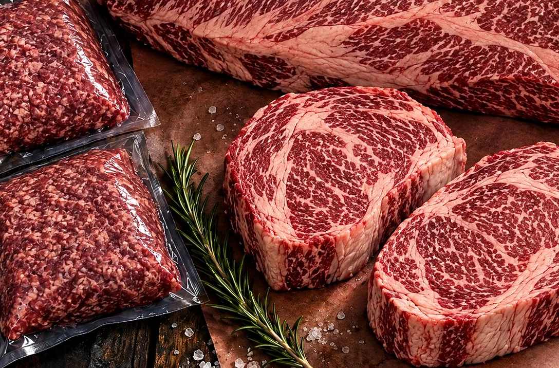 Wagyu brisket, two ribeyes and ground wagyu